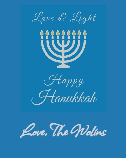 Love & Light Custom Text Hanukkah wine label