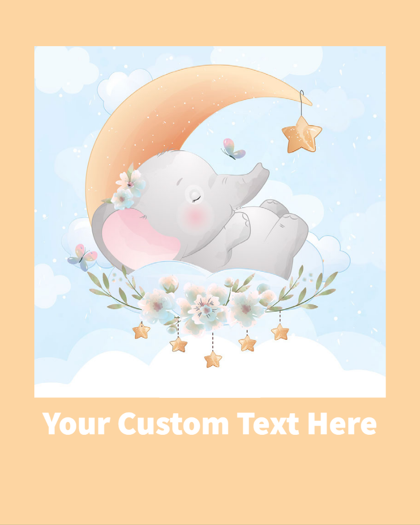 Yellow Baby Elephant custom Text label