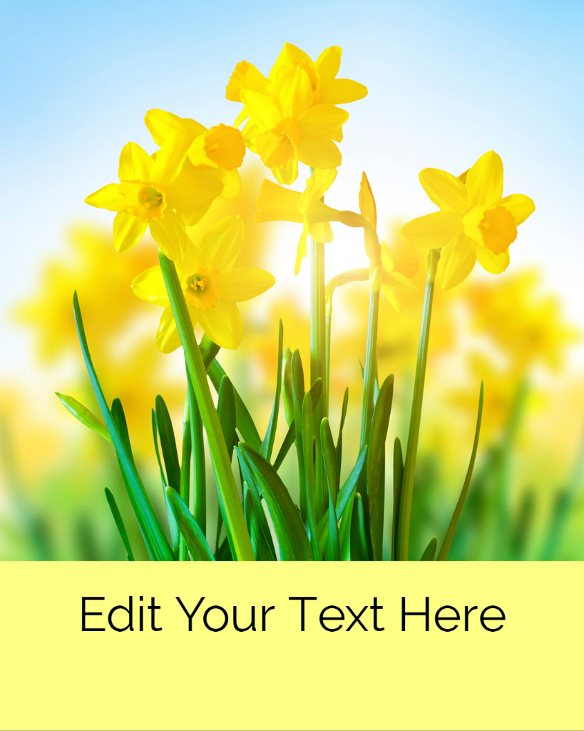 Easter Yellow Flowers Text Label