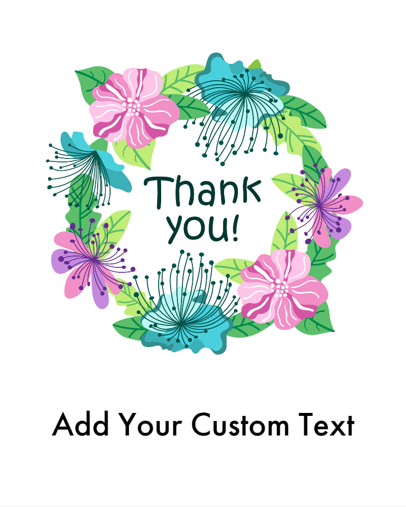 Tropical Flower Custom Text Thank You Wine Label