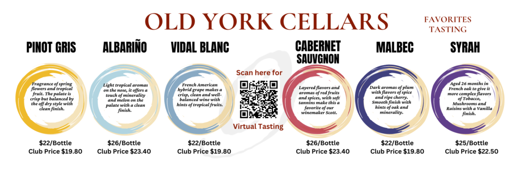 Old York Cellars Favorites Wine Tasting Flight