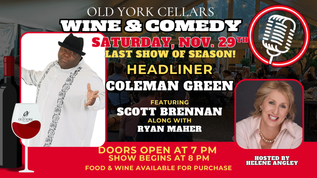Wine & Conedy Show at Old York Cellars on November 29, 2025