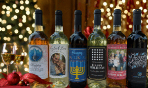 Custom Labeled Holiday bottles at Old York Cellars