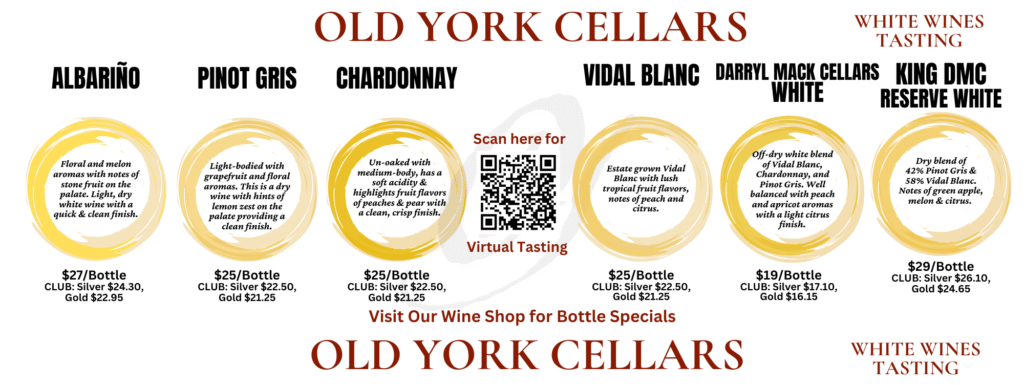 White Wine Tasting Flight at Old York Cellars