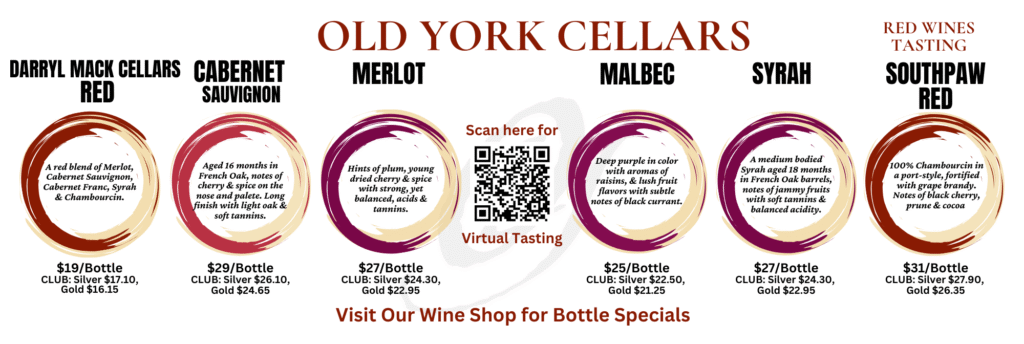 Red Wine Tasting Flight at Old York Cellars