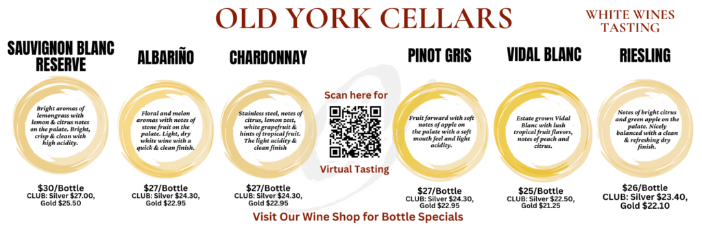 White Wine Tasting Flight at Old York Cellars