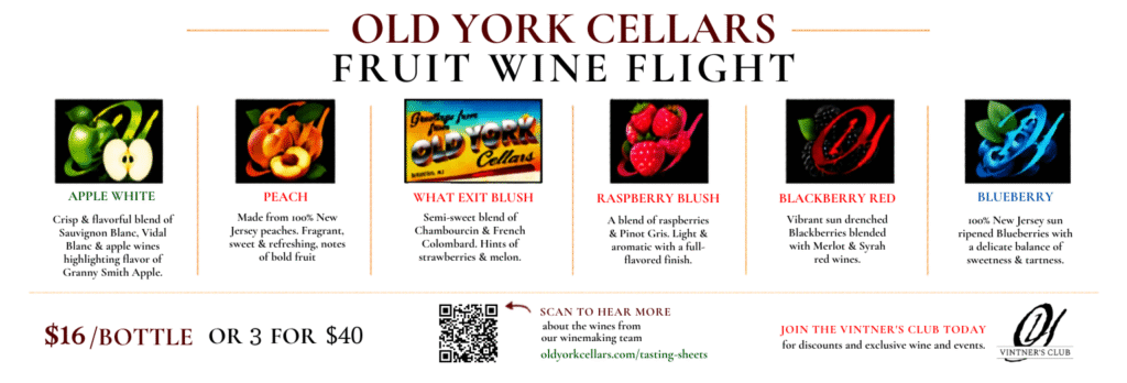 Old York Cellars Sweet Wine Tasting Flight