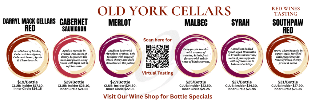 Red Wine Tasting Flight at Old York Cellars