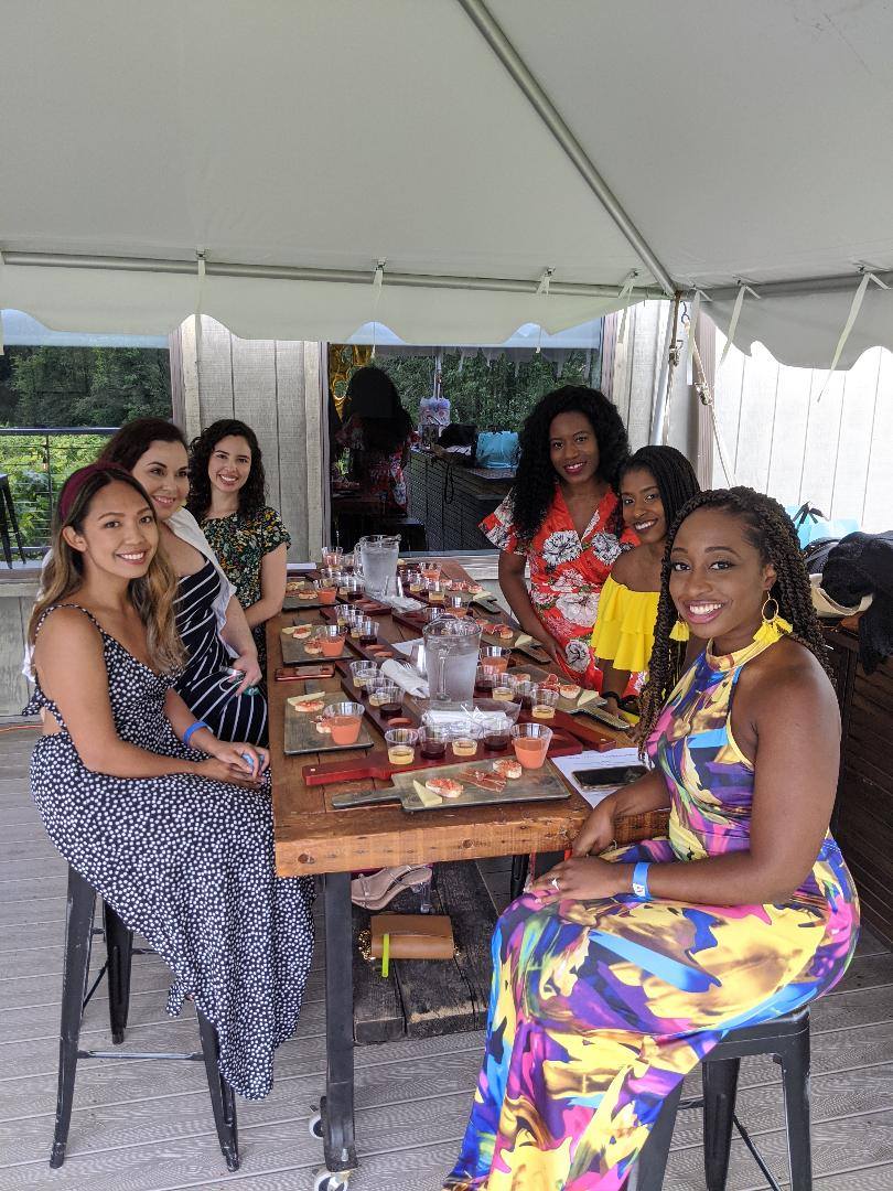 Guests celebrating a special occasion with friends at Old York Cellars.