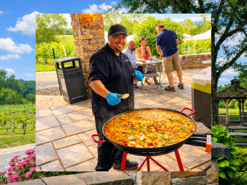 Chef Jose making paella at Old York Cellars