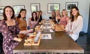 A group of guests celebrating with wine tasting and food pairing event at Old York Cellars winery.