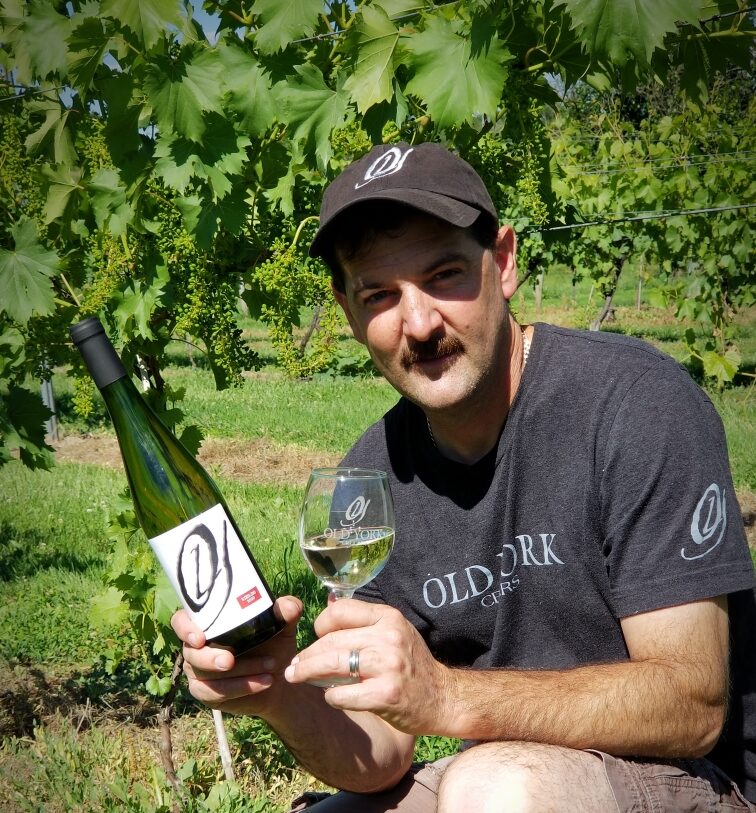 Scott Gares Winemaker in the vineyard at Old York Cellars
